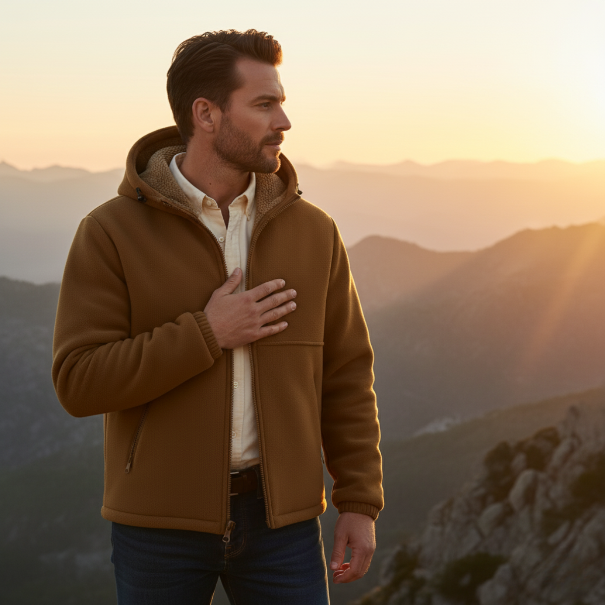 The Hearthstone Men’s Fleece Lined Warm Hooded Jacket
