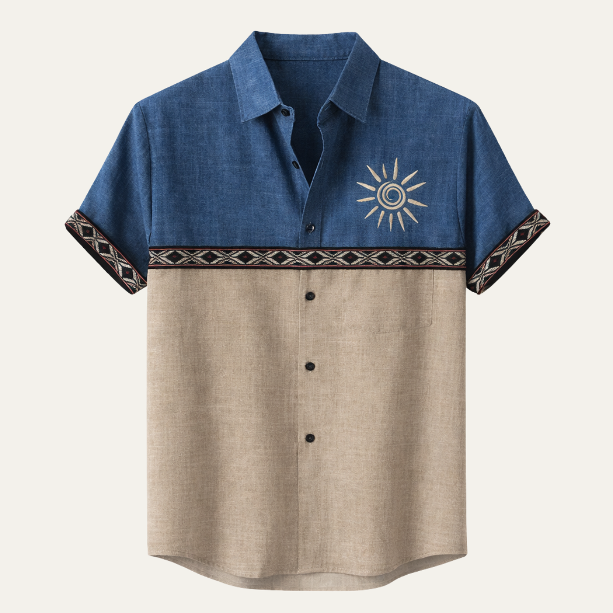 The Pembroke Men’s Retro Patchwork Short Sleeve Linen Shirt