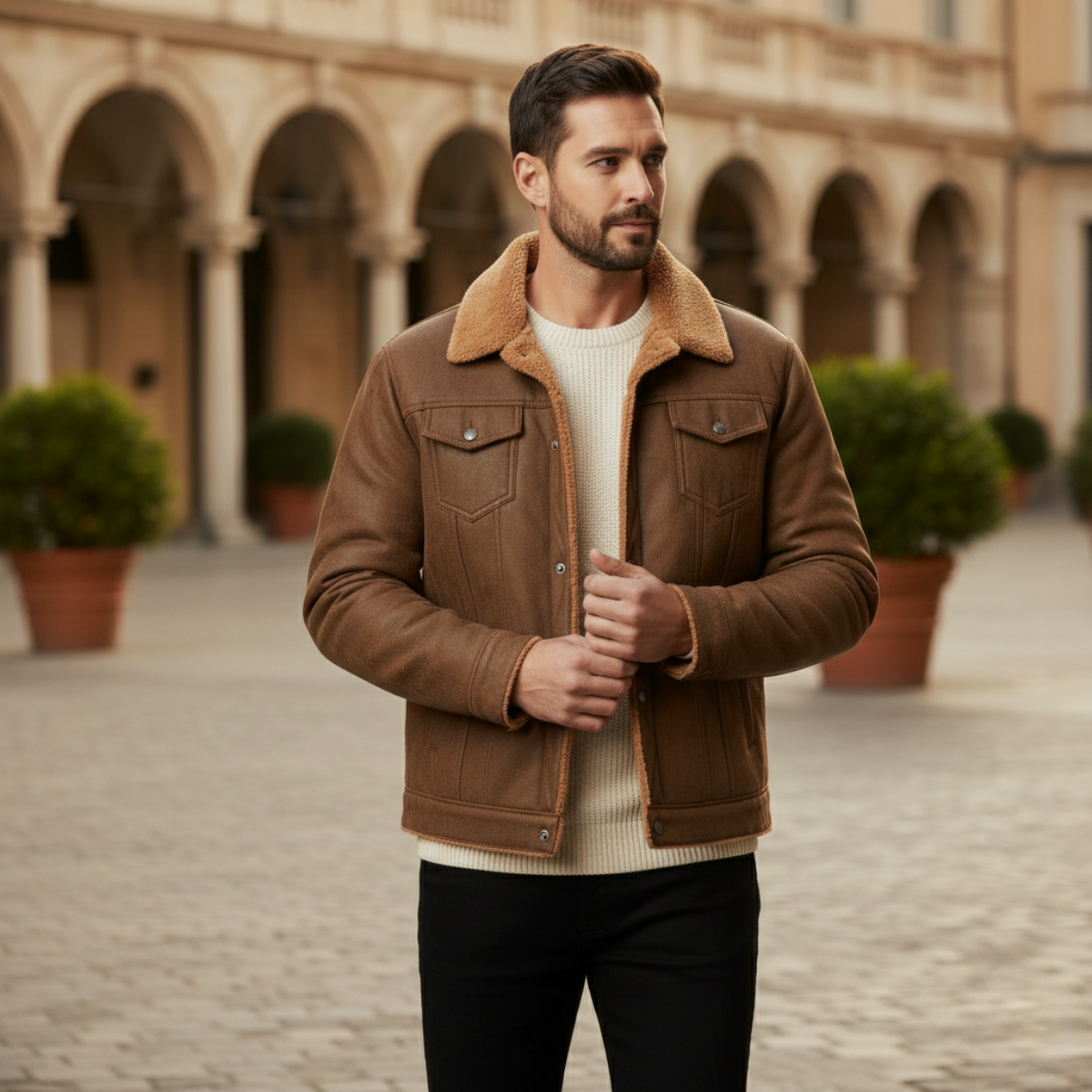 The Quebec Fleece Lined Faux Leather Jacket for Men