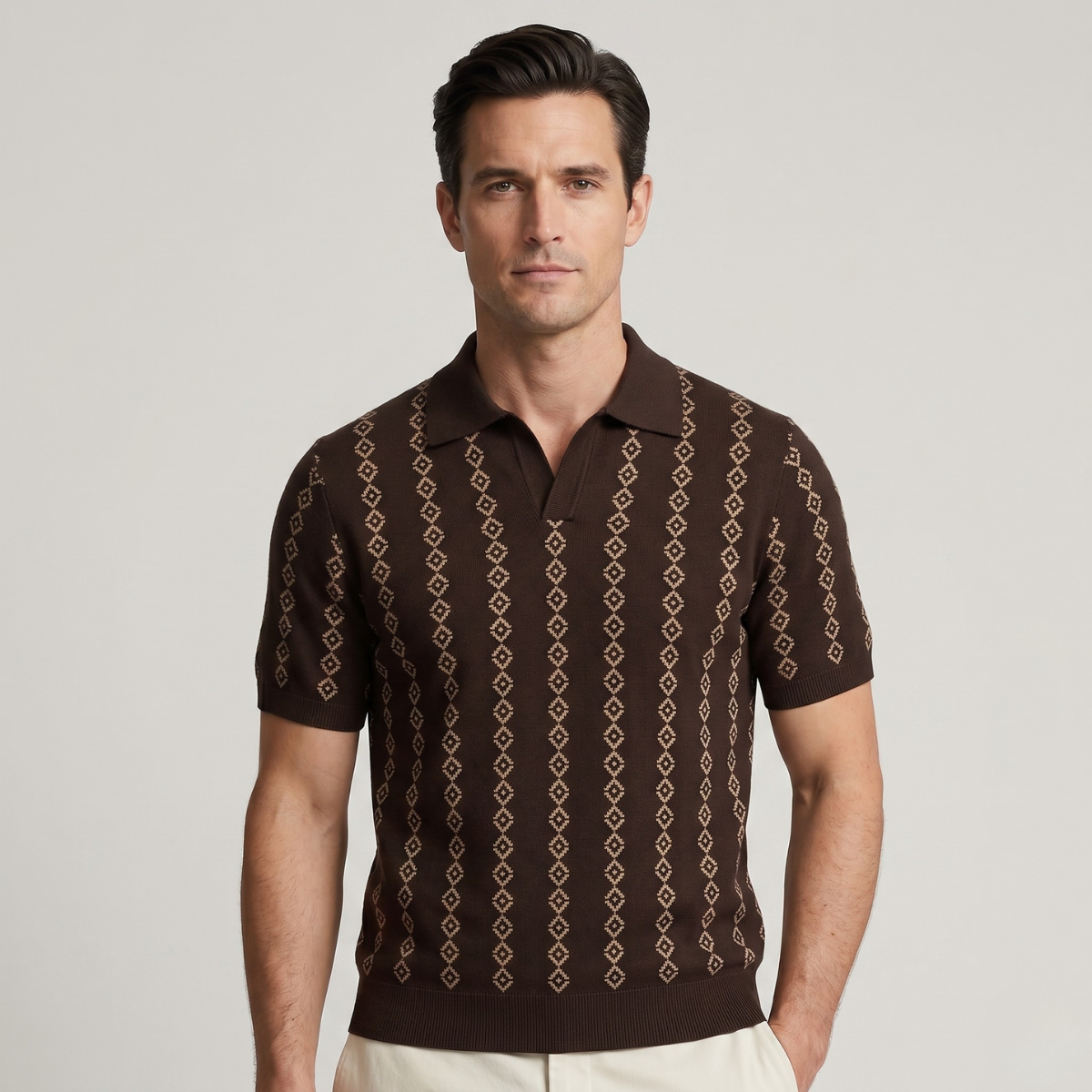 The Riccione Men’s Patterned Knit Polo Shirt