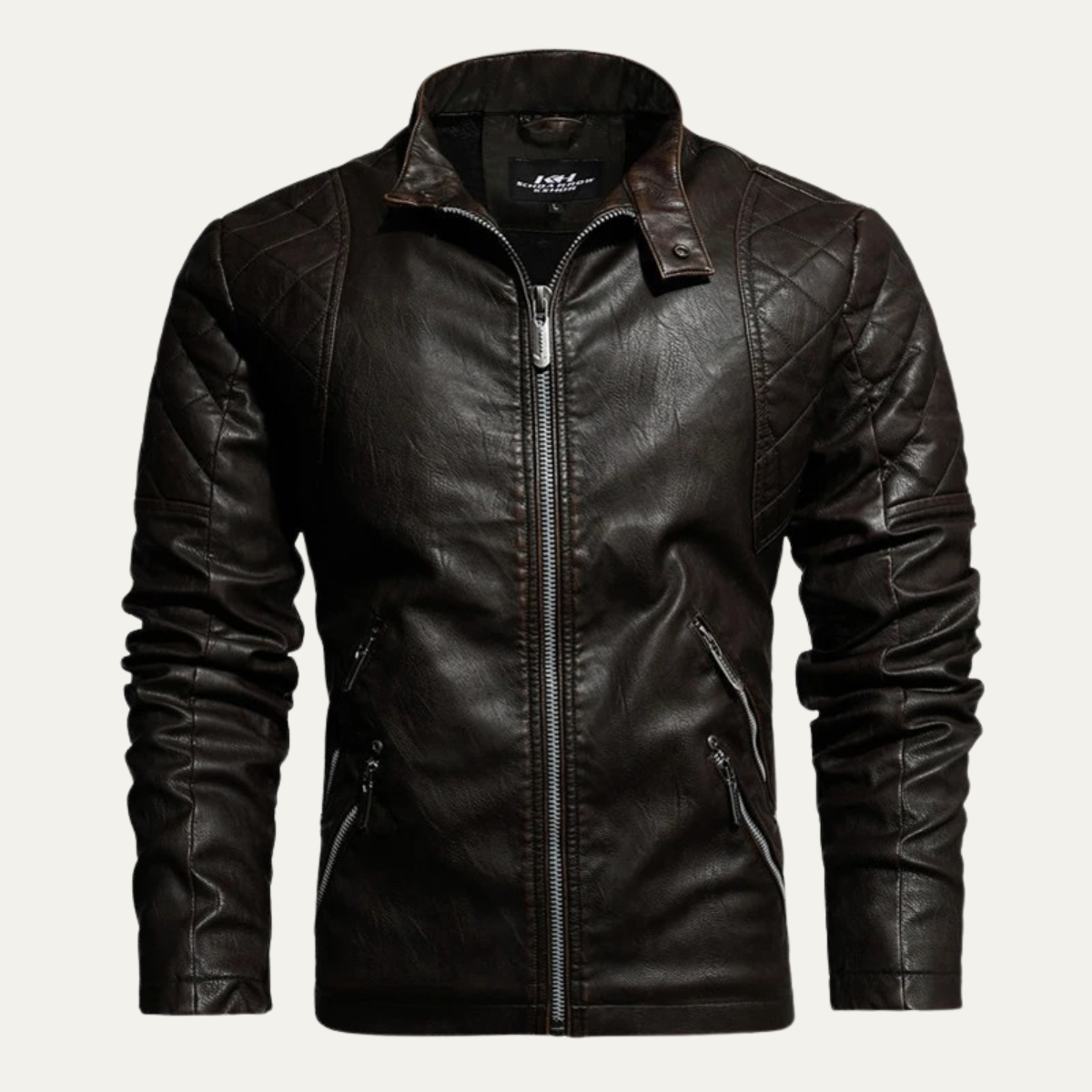 Men’s Zip Up Casual Leather Biker Jacket