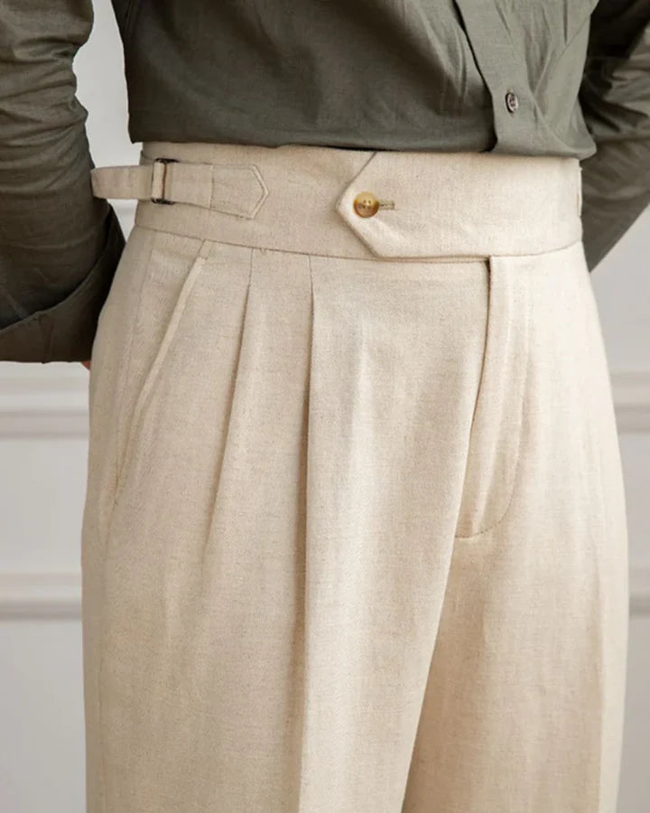 The Laguna Men's Pleated Tailored Linen Trousers