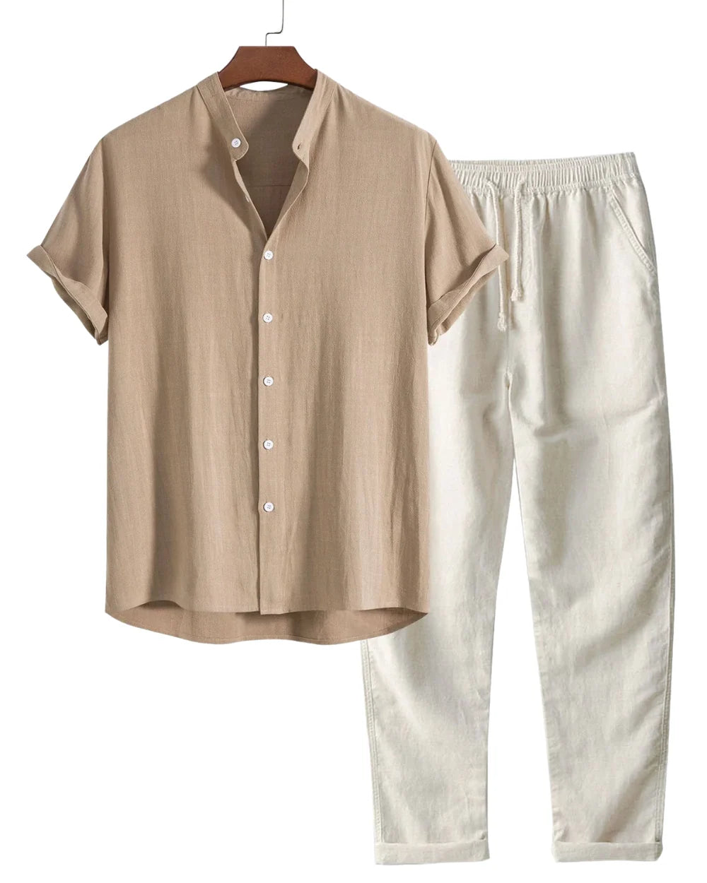 The Brentwood Men's Short Sleeve Linen Shirt & Drawstring Trousers Set
