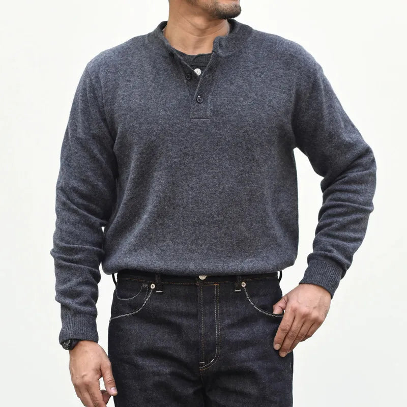 The Richmond Men's Button Neck Henley Knit Jumper