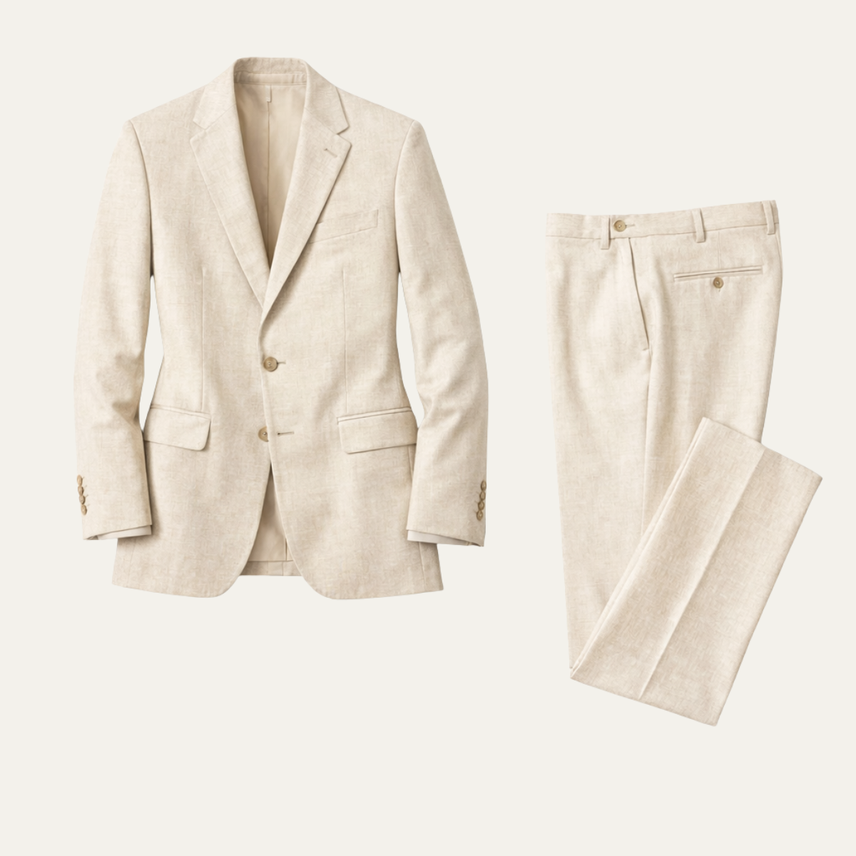 The Rossano Men’s Beige Linen Suit – Slim Fit Jacket & Trousers Set