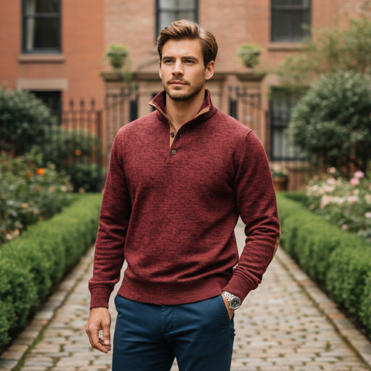 The Tarvisio Men’s Knitted Heritage Jumper with Elbow Patches