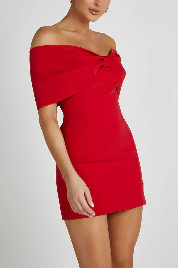 Women's Mini Dress with Shoulder Bow