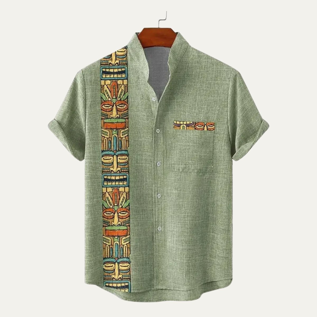 The Chatsworth Men’s Retro Ethnic Pattern Short Sleeve Linen Shirt