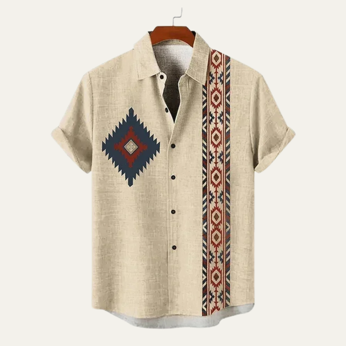 The Chatsworth Men’s Retro Ethnic Pattern Short Sleeve Linen Shirt