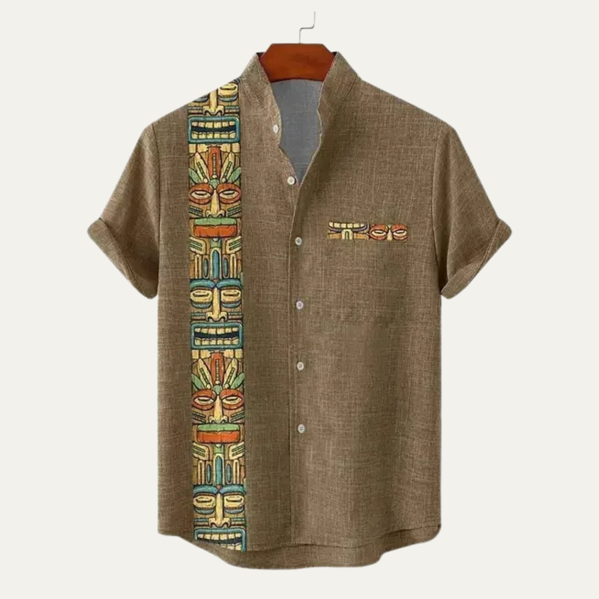 The Chatsworth Men’s Retro Ethnic Pattern Short Sleeve Linen Shirt