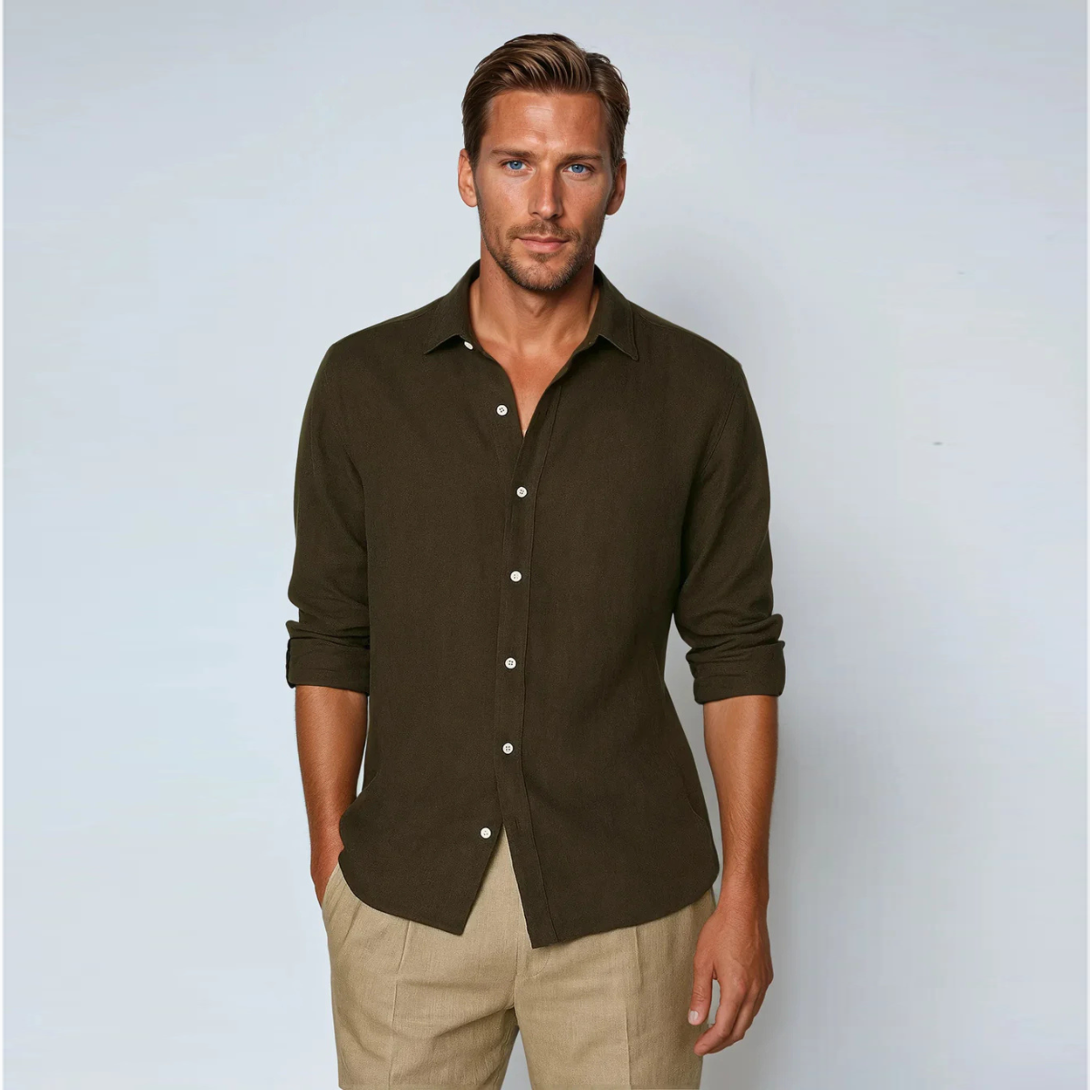 The Matera Men's Premium Linen Button Up Shirt
