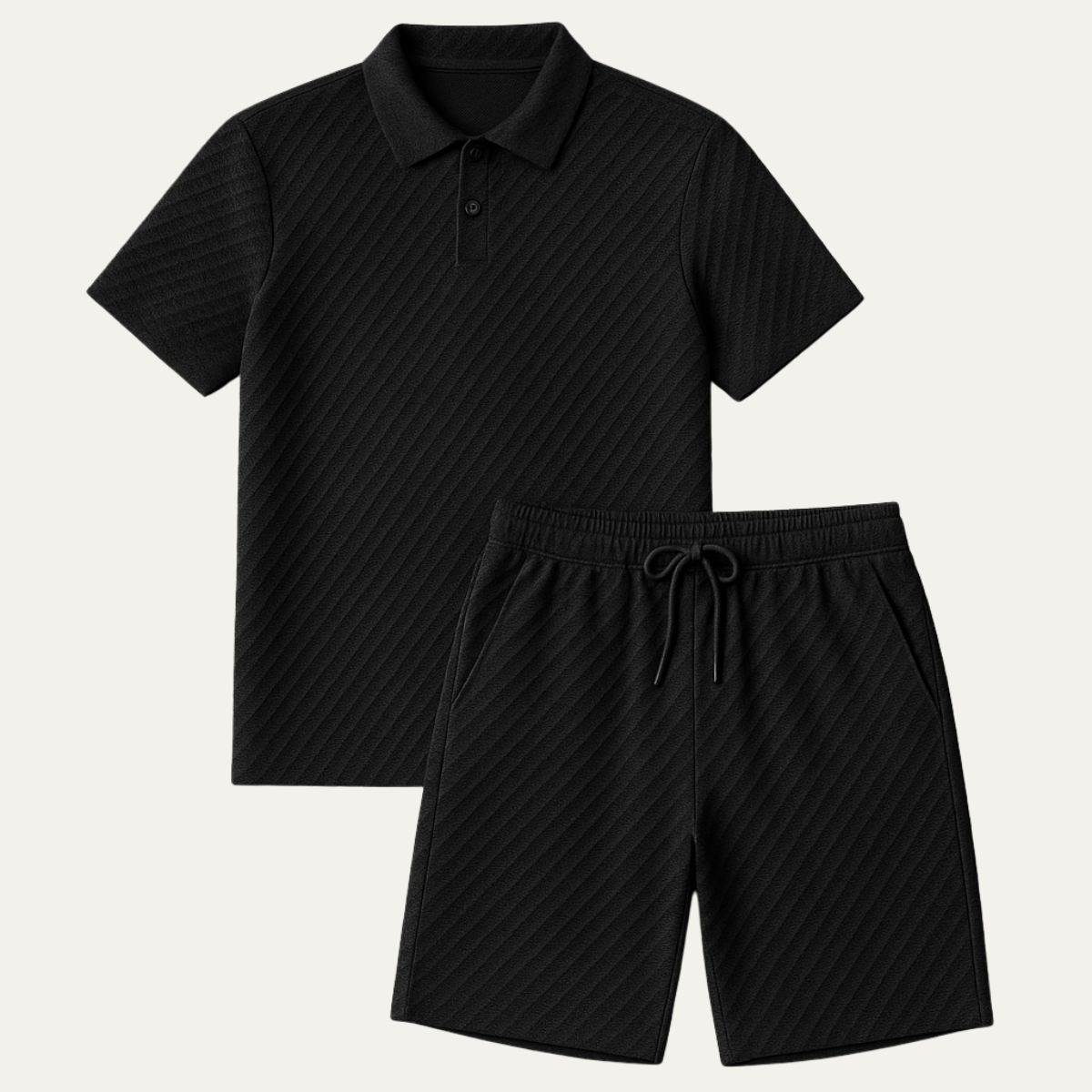 Men’s Summer Jacquard Polo & Shorts Set – Lightweight Beach Outfit - The Surrey