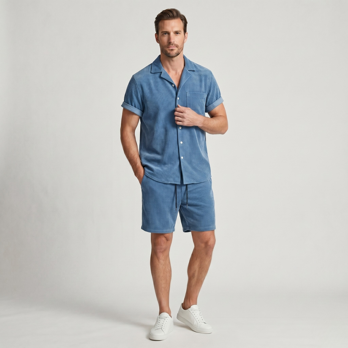The Cirencester Men’s Corduroy Shirt & Shorts Summer Set