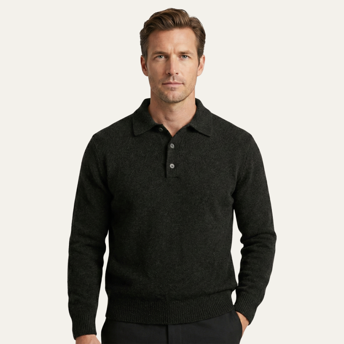 The Cedarfield Men's Trendy Soft Knit Polo Jumper
