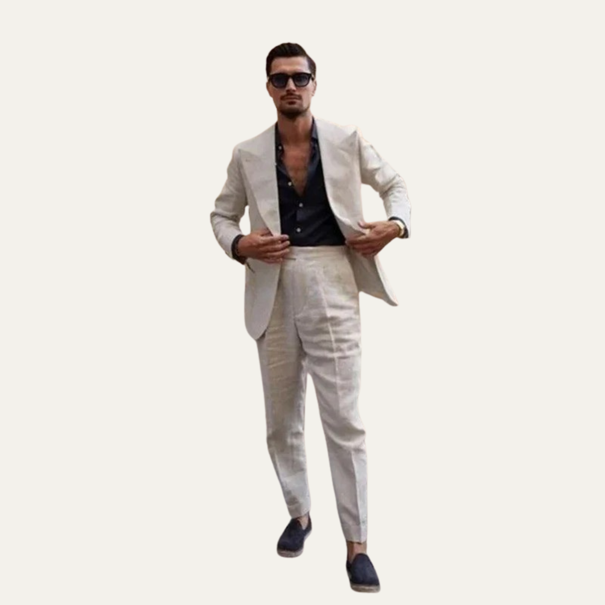The Rossano Men’s Beige Linen Suit – Slim Fit Jacket & Trousers Set