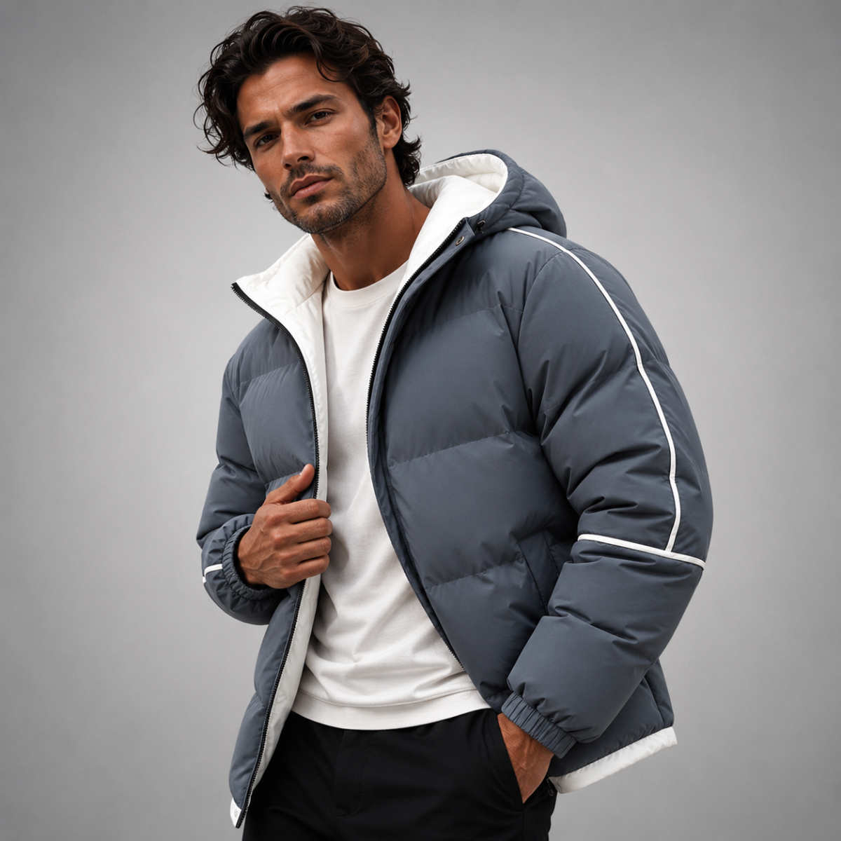 The London Men's Waterproof Puffer Jacket - Luxury Hooded Winter Coat