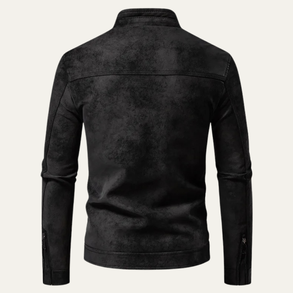 Men’s Casual Zip Up Leather Biker Jacket
