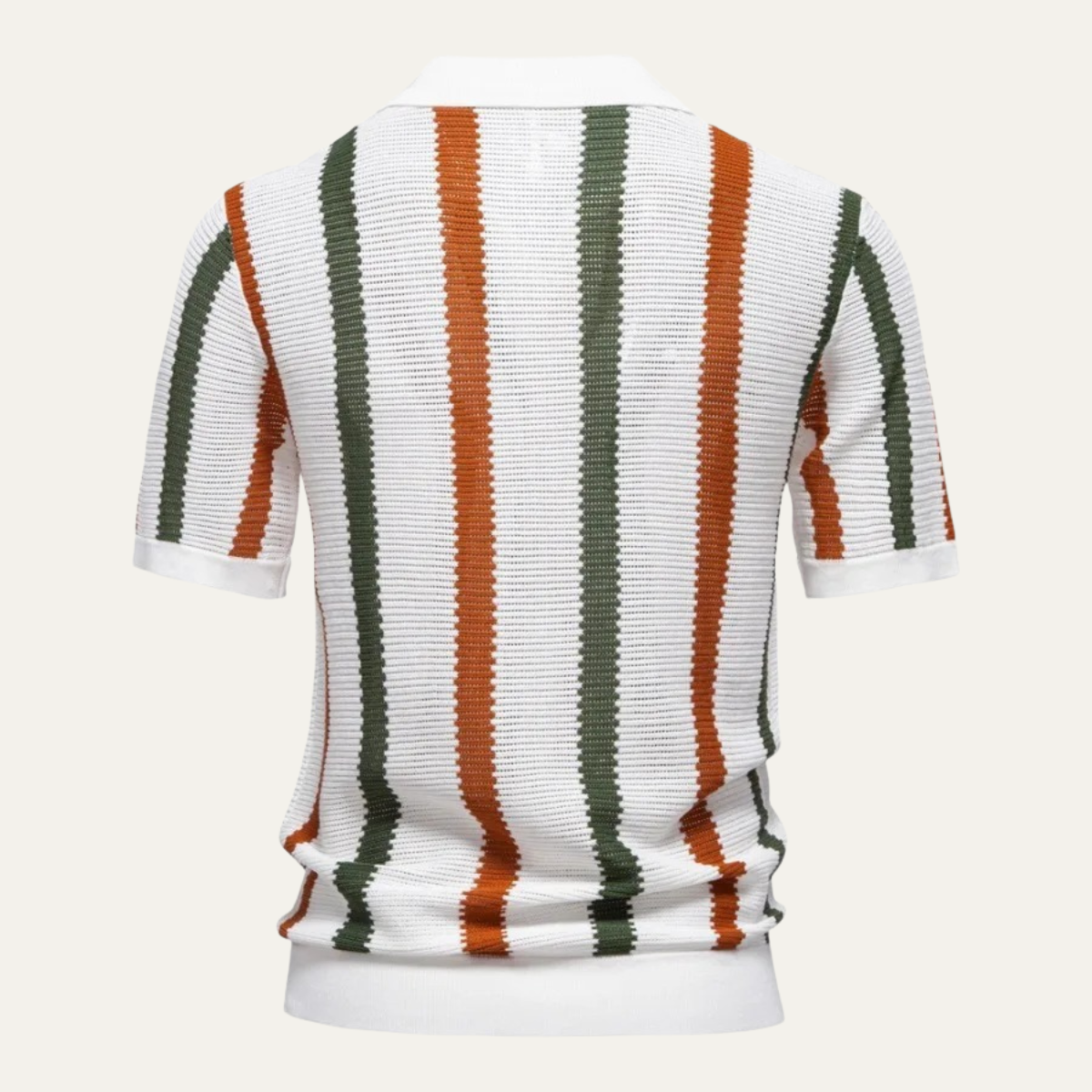 The Spoleto Men's Soft Striped Ribbed Knit Polo Shirt