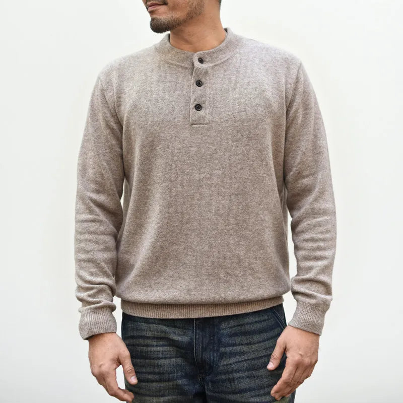 The Richmond Men's Button Neck Henley Knit Jumper
