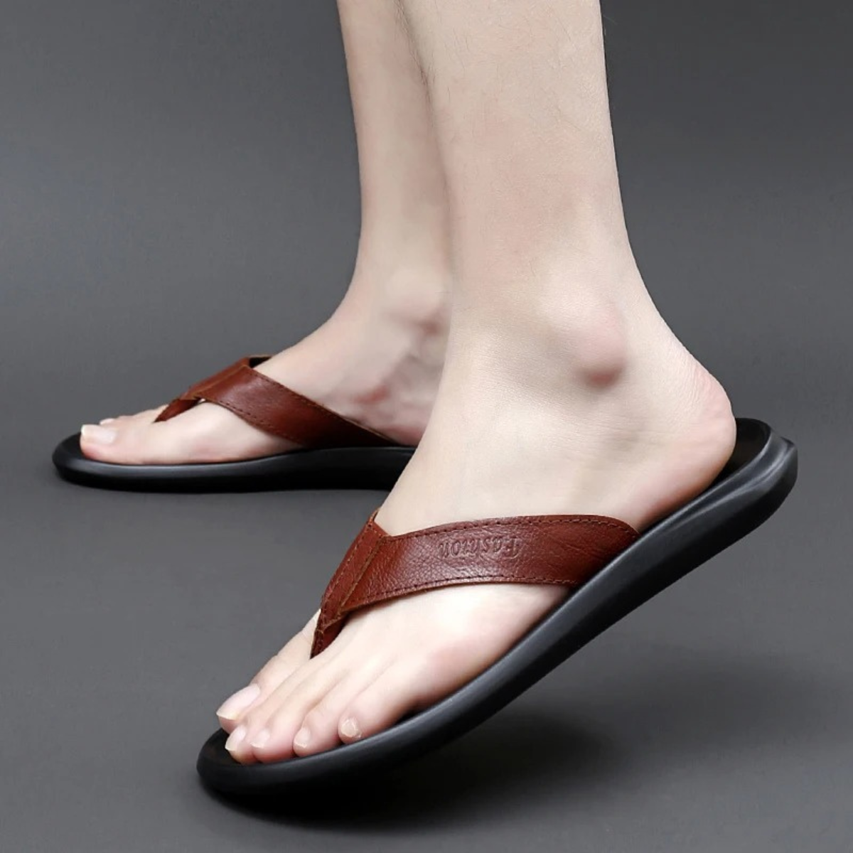 The Brunate Men’s Leather Thongs Summer Flip Flops