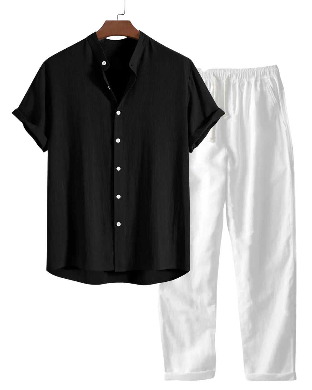 The Brentwood Men's Short Sleeve Linen Shirt & Drawstring Trousers Set