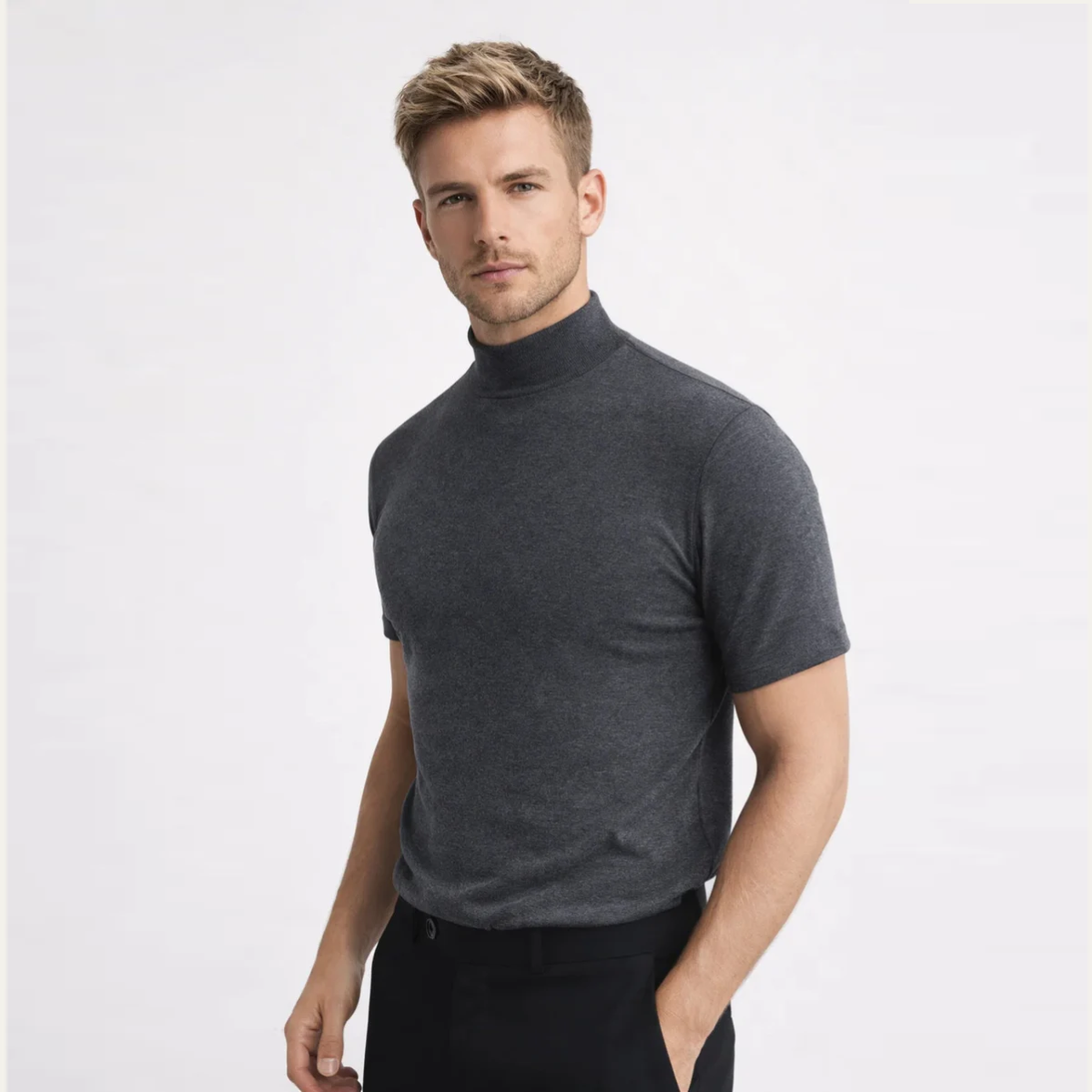 The Palermo Men's Mock Neck Fitted T Shirt