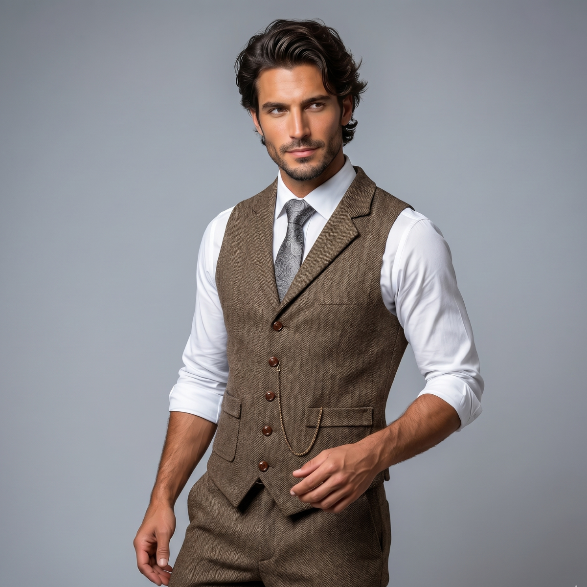 The Glendale Men’s Classic Tailored Tweed Waistcoat Gilet