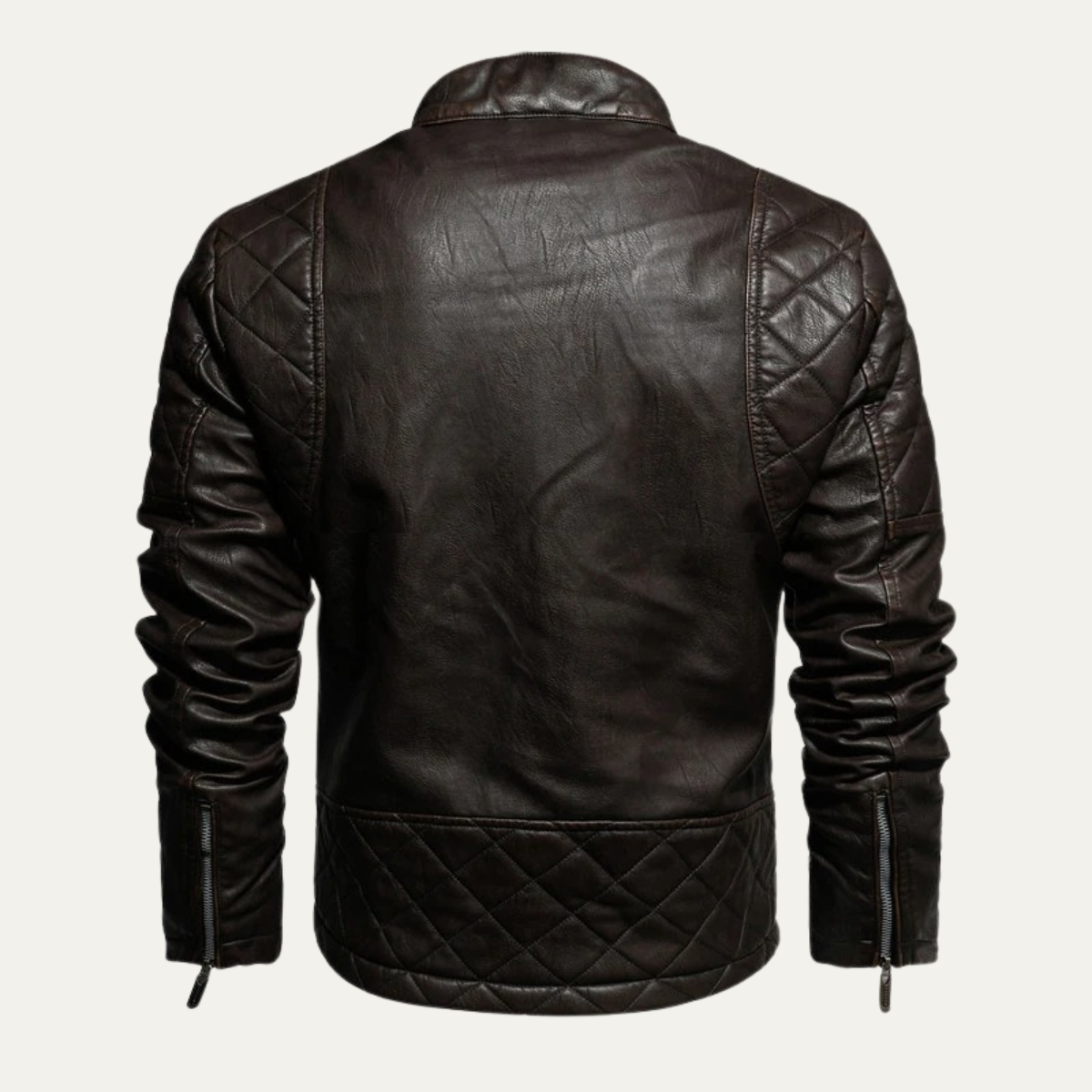 Men’s Zip Up Casual Leather Biker Jacket