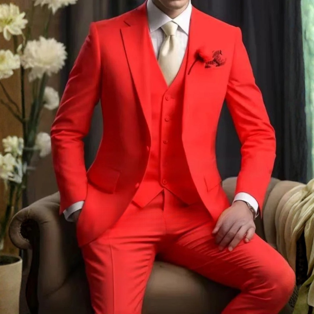 The Cisternino Men’s Wedding 3 Piece Suit – Slim Fit Jacket Gilet Tousers