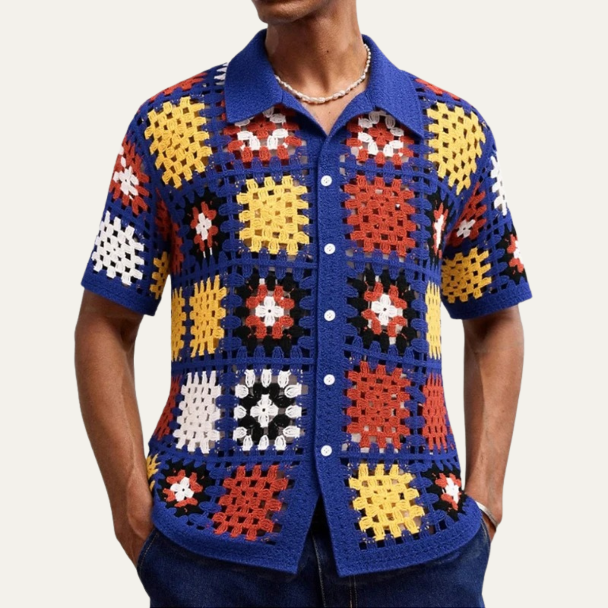 The Foligno Men’s Relaxed Fit Crochet Shirt