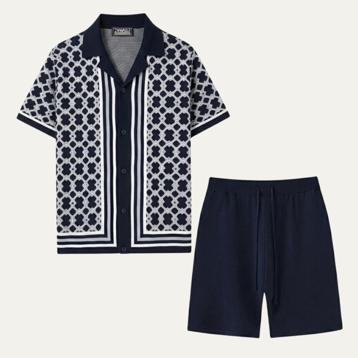 The Burford Men’s Cuban Collar Knitted Shirt & Shorts Summer Set