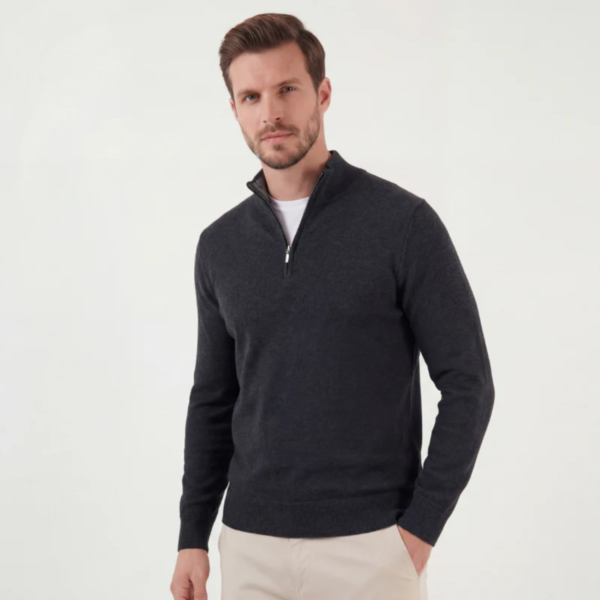 The Bologna Men's Quarter Zip Knit Jumper