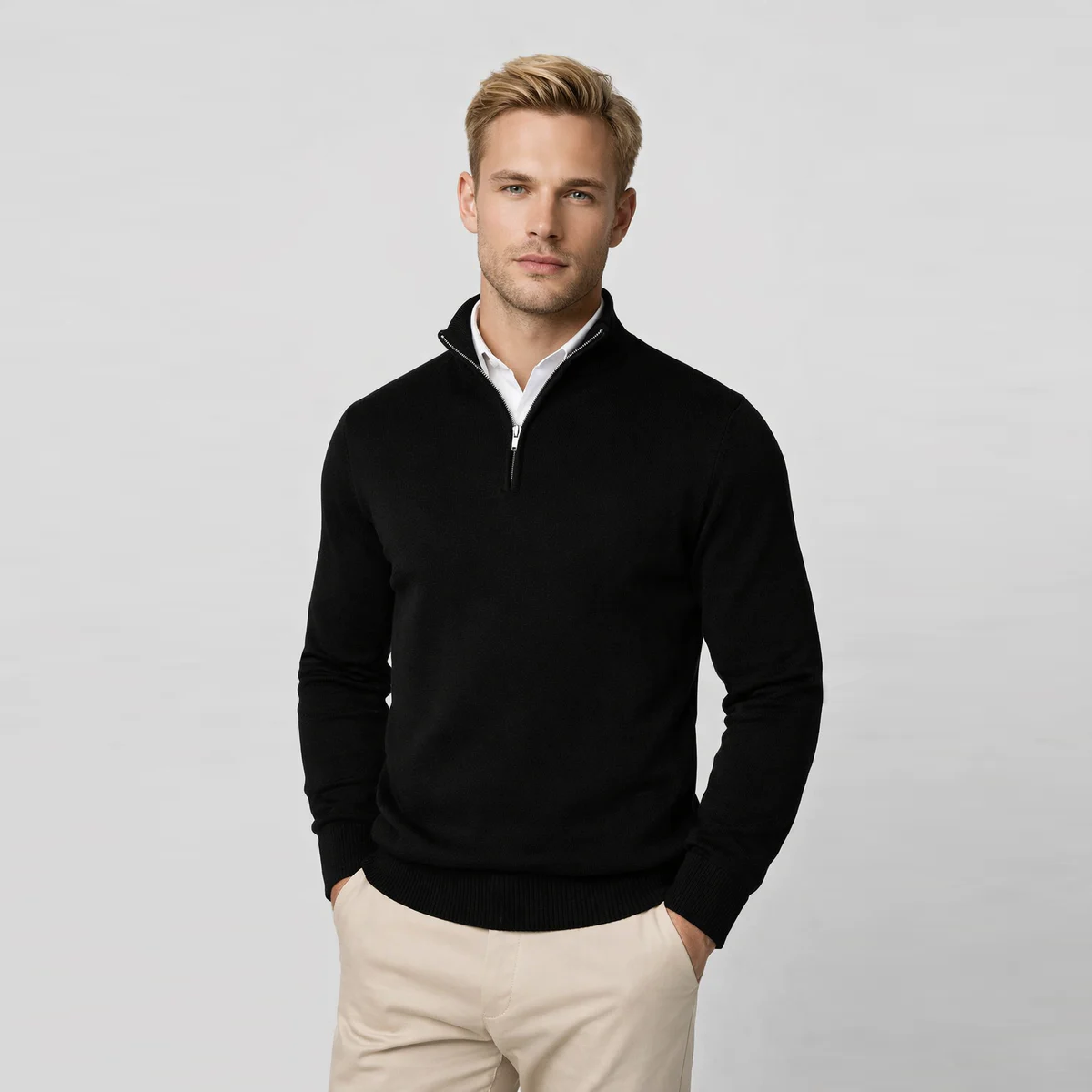 The Como Men's Quarter Zip Mock Neck Jumper