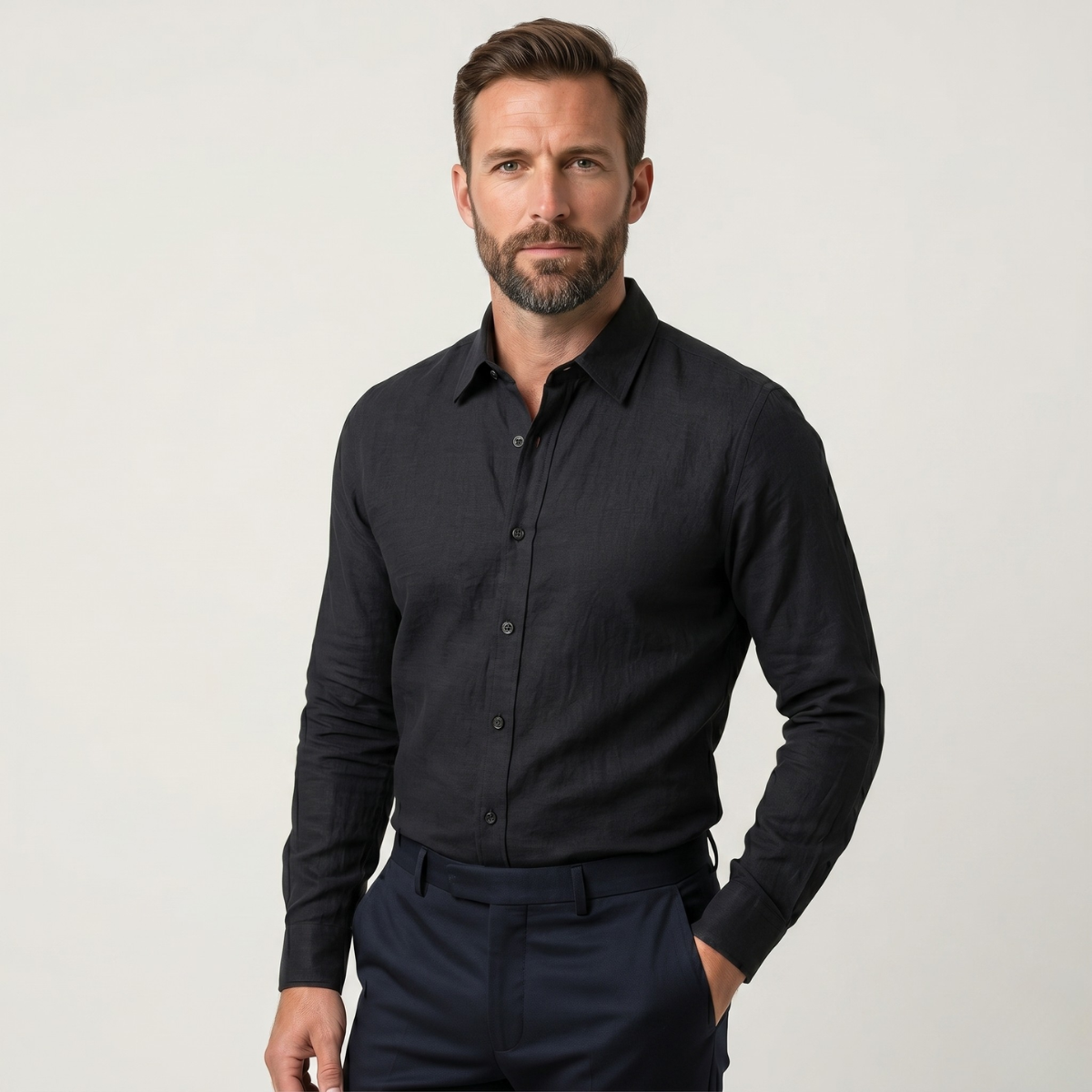 The Levico Men’s Casual Cotton Linen Business Shirt