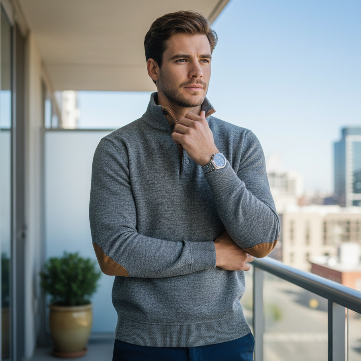 The Tarvisio Men’s Knitted Heritage Jumper with Elbow Patches
