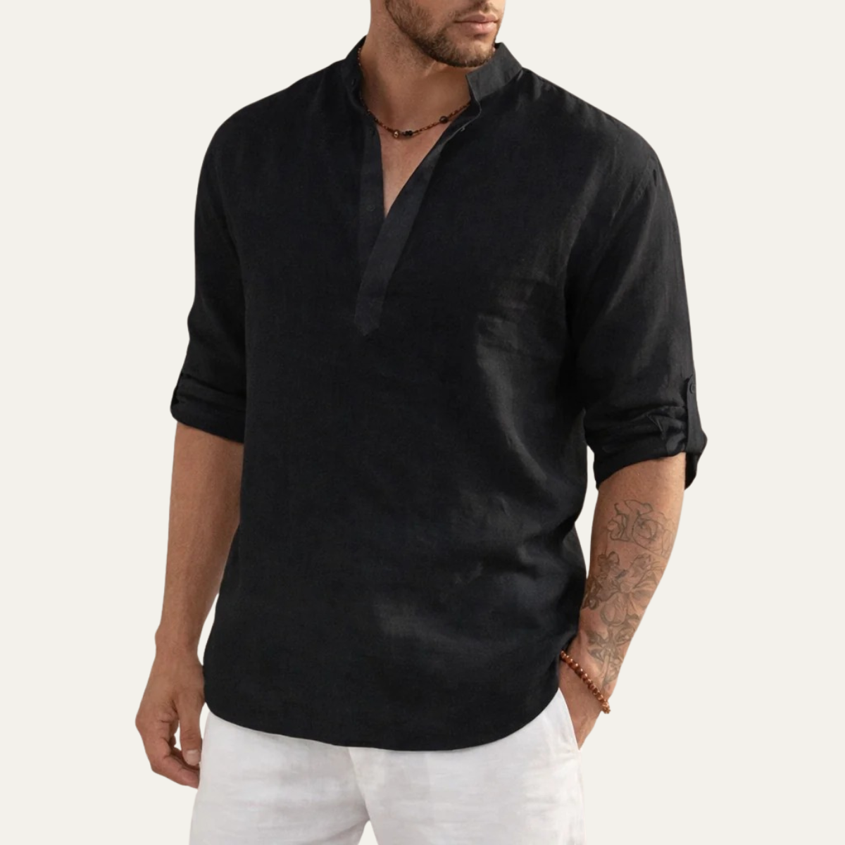 The Greenpoint Men's Lightweight Linen Henley Shirt