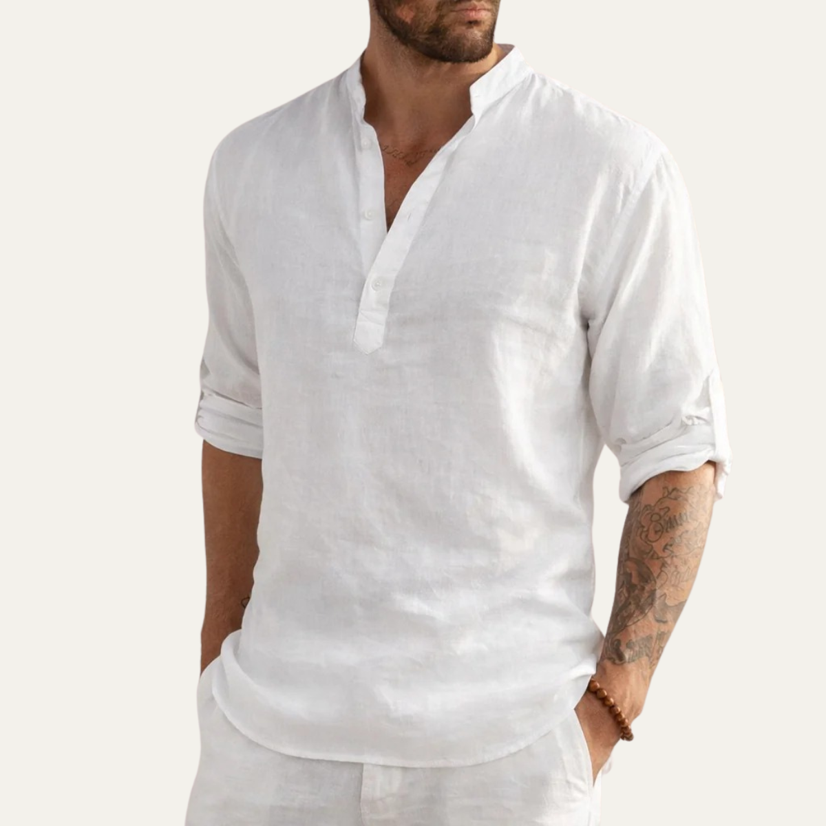 The Greenpoint Men's Lightweight Linen Henley Shirt