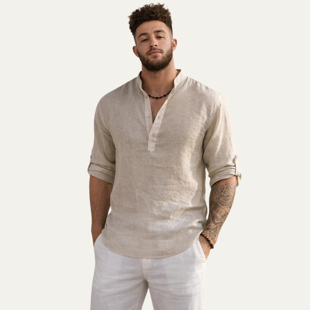 The Greenpoint Men's Lightweight Linen Henley Shirt