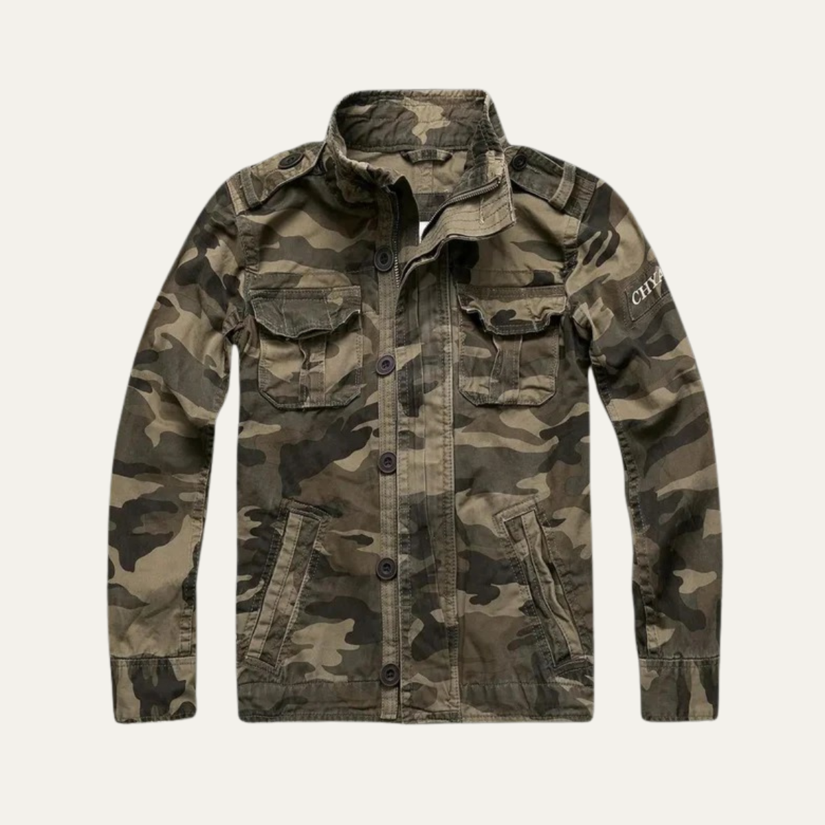 The Maplehurst Men’s Multi Pocket Vintage Camo Utility Jacket