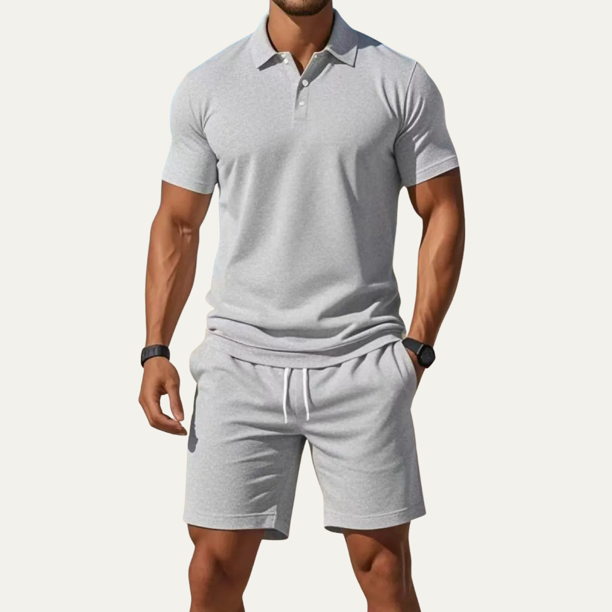 The Falkirk Men’s Trendy Short Sleeve Polo Shirt and Shorts Summer Set