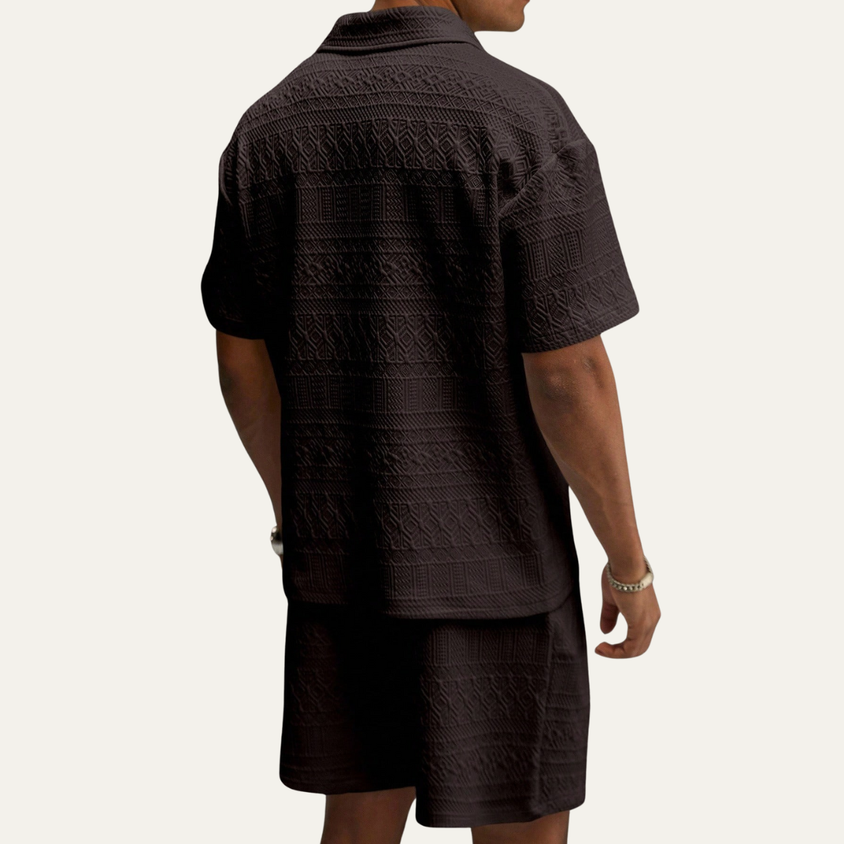 The Aberdeen Men’s Jacquard Short Sleeve Polo Shirt and Shorts Set