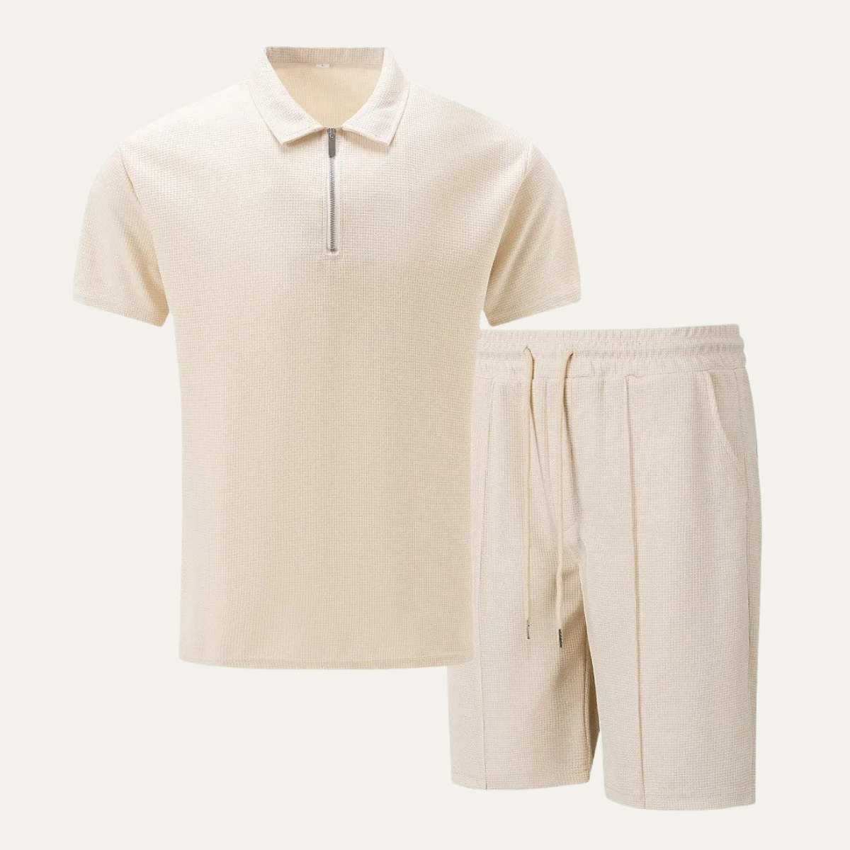 The Cheltenham Men’s Waffle Knit Zip-Up Shirt &amp; Shorts Set