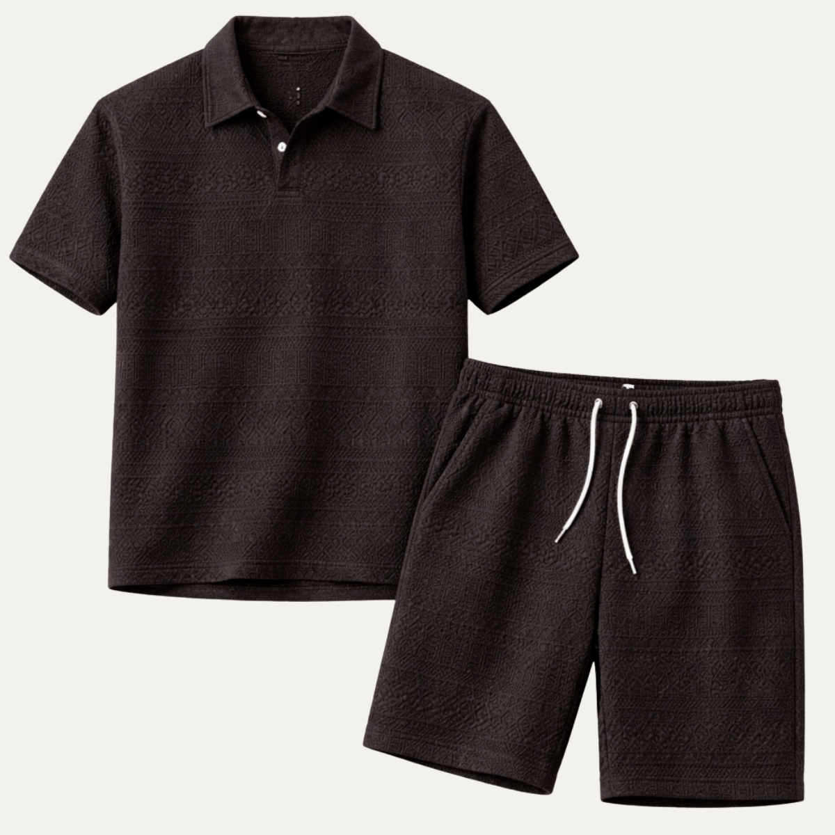 The Aberdeen Men’s Jacquard Short Sleeve Polo Shirt and Shorts Set