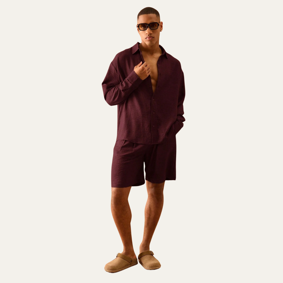 The Dundee Men’s Oversized Long Sleeve Linen Shirt & Short Summer Sets