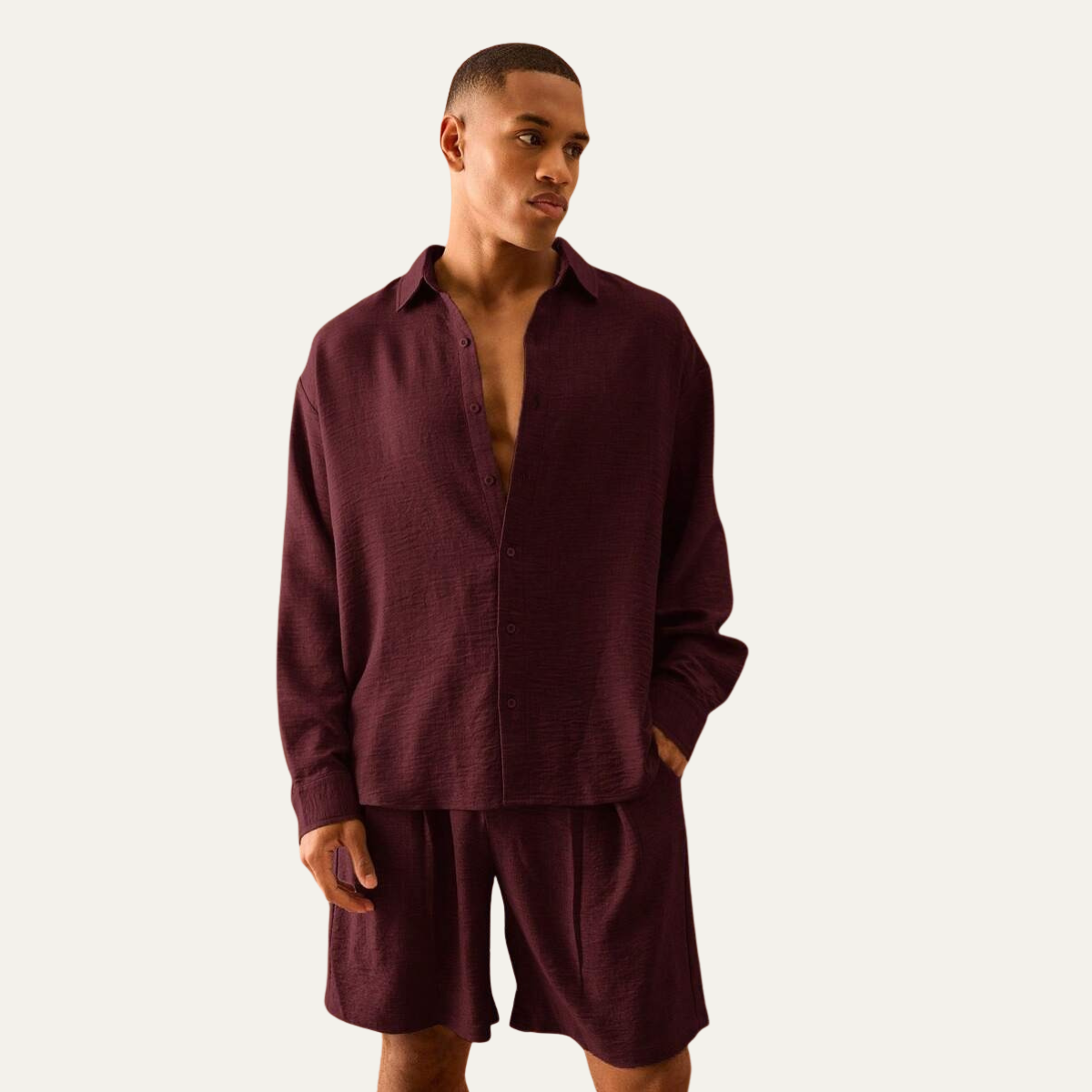 The Dundee Men’s Oversized Long Sleeve Linen Shirt & Short Summer Sets