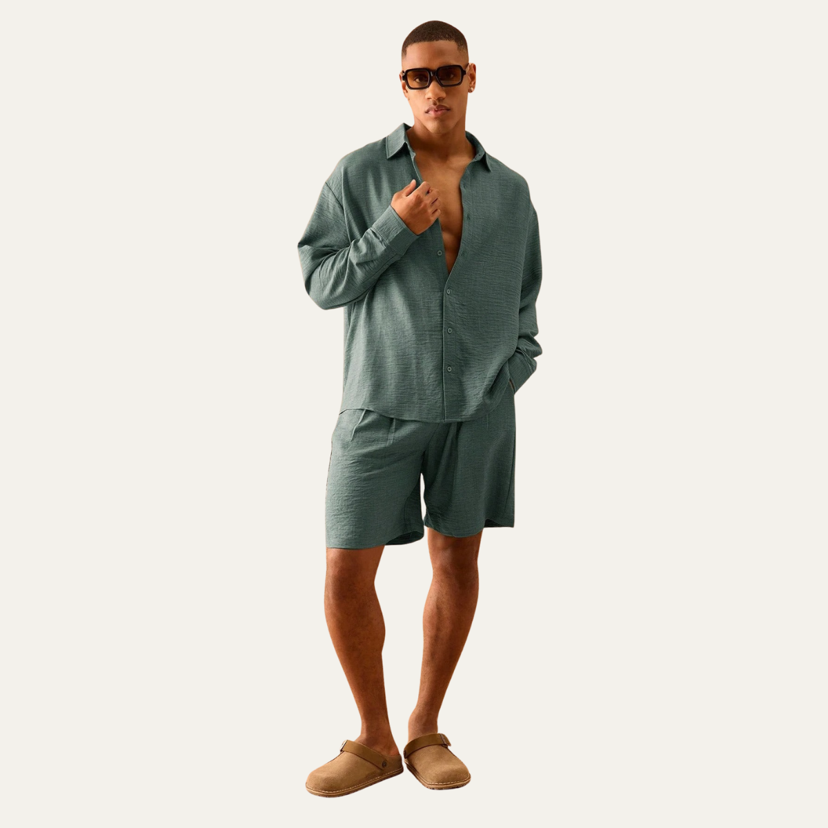 The Dundee Men’s Oversized Long Sleeve Linen Shirt & Short Summer Sets