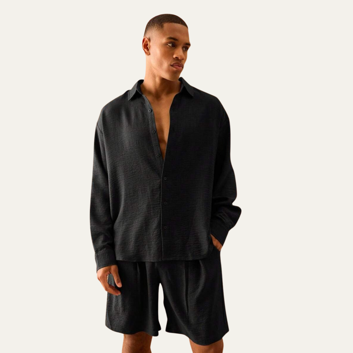 The Dundee Men’s Oversized Long Sleeve Linen Shirt & Short Summer Sets