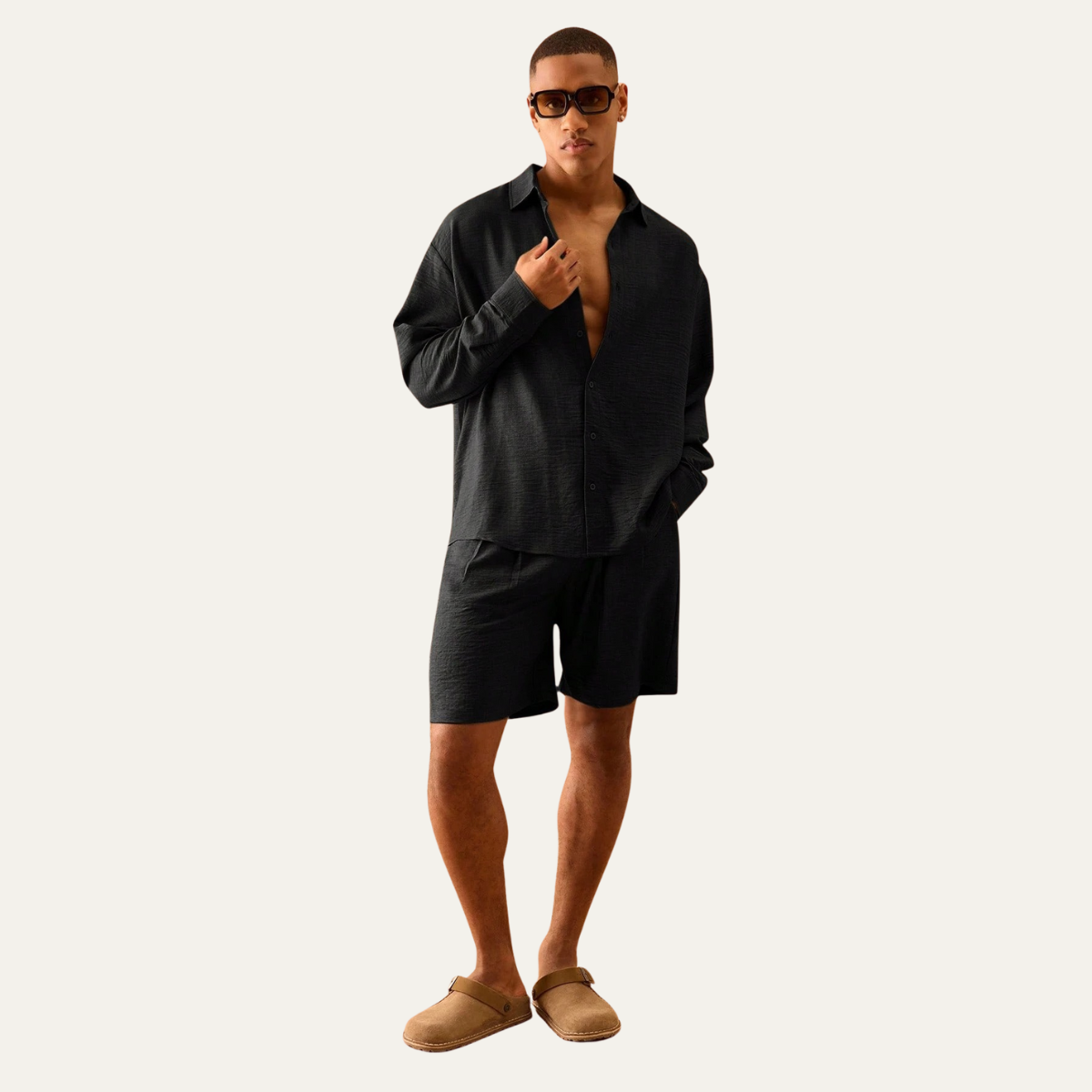 The Dundee Men’s Oversized Long Sleeve Linen Shirt & Short Summer Sets