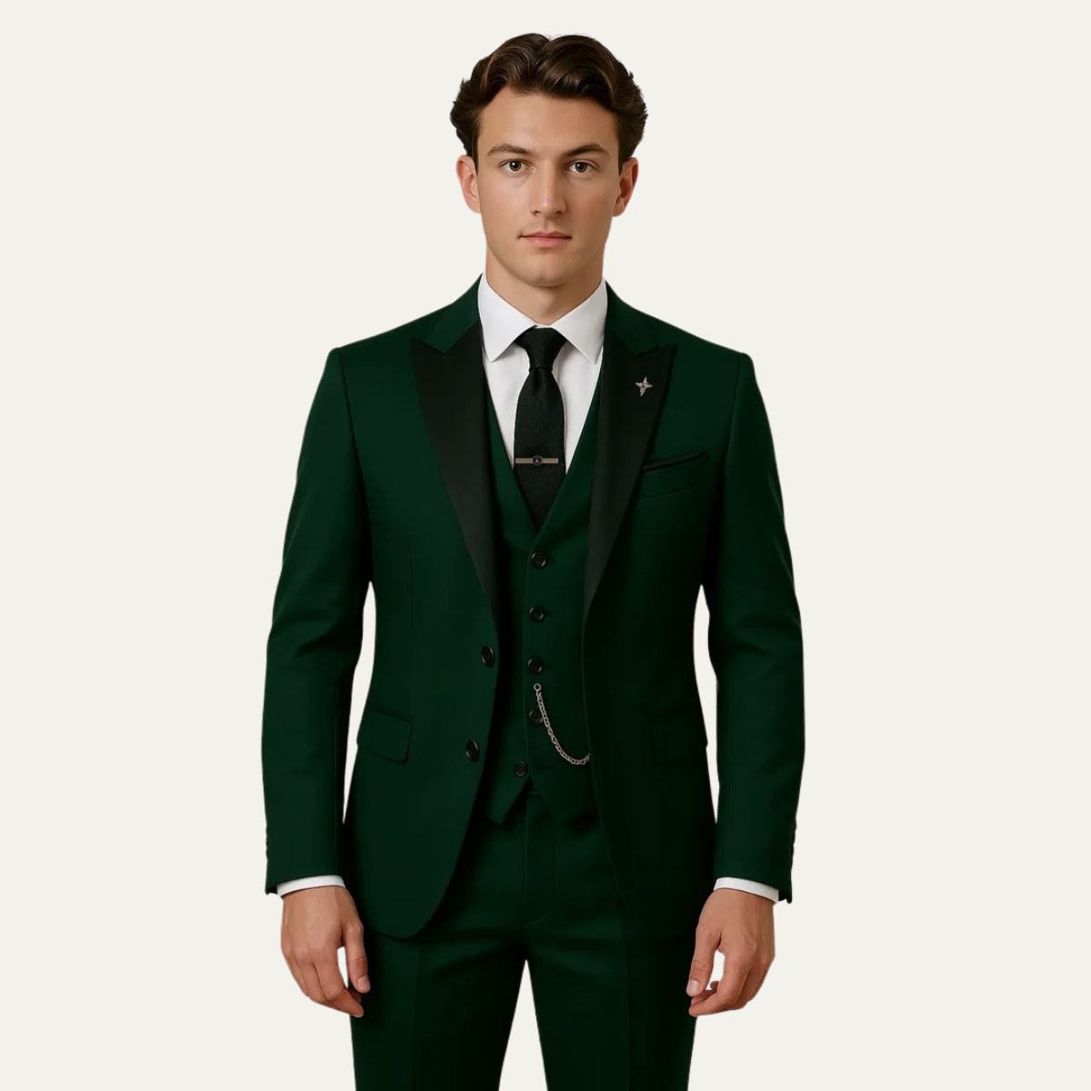 The Jefferson Stylish Dark Green Three Piece Suit