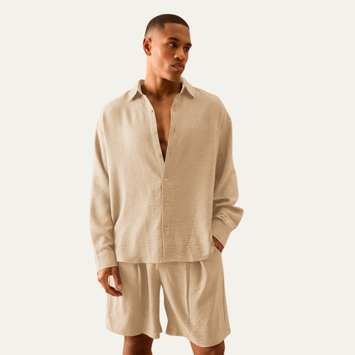 The Dundee Men’s Oversized Long Sleeve Linen Shirt & Short Summer Sets